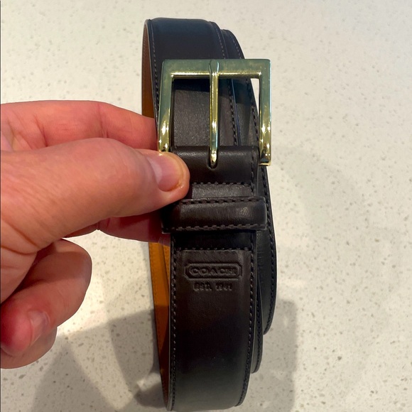 Coach - Men’s Brown Leather Belt. - Picture 1 of 2